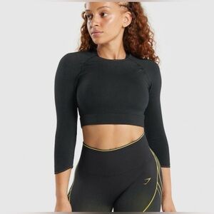 Gymshark Womens Black Apex Seamless Crop Top Good Used Condition - Size XL